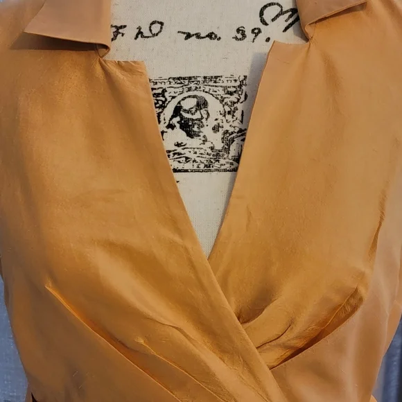 Anne Klein Mustard dress small 100% Silk - Picture 7 of 15